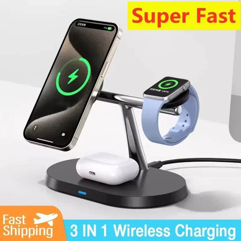 Încărcător Wireless Magnetic 3 în 1 pentru iPhone și Apple Watch - Venduqo