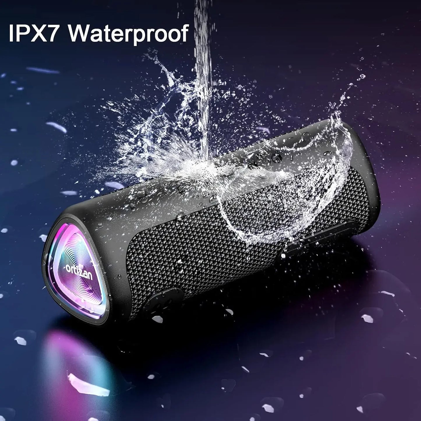 Difuzor Bluetooth Ortizan M7 - Bas Puternic, IPX7 Waterproof, Lumini RGB