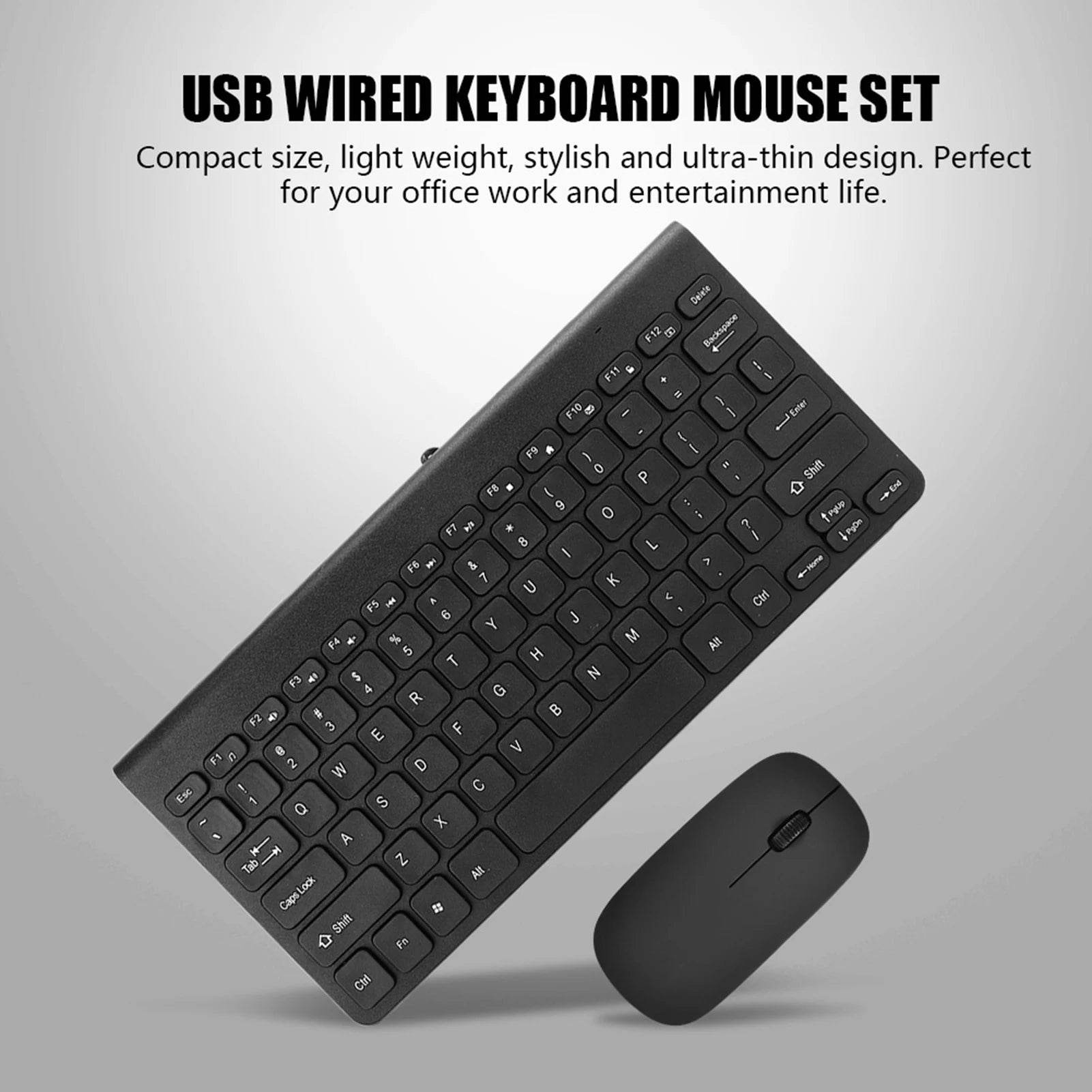 Set Combo Tastatur USB Ultra Subțire și Mouse Optic pentru PC - Venduqo
