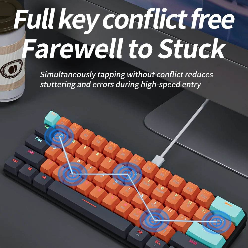 Tastatură Mecanică USB Mini Gaming 61 Taste - Venduqo