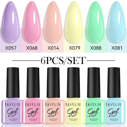 LILYCUTE Set de 6 Piese 7ml Oja Gel pentru Unghii DIY