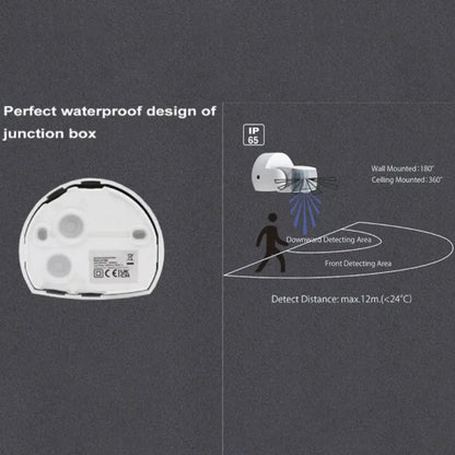 Detector de Mișcare PIRS24 cu Senzor Dual 180-360°