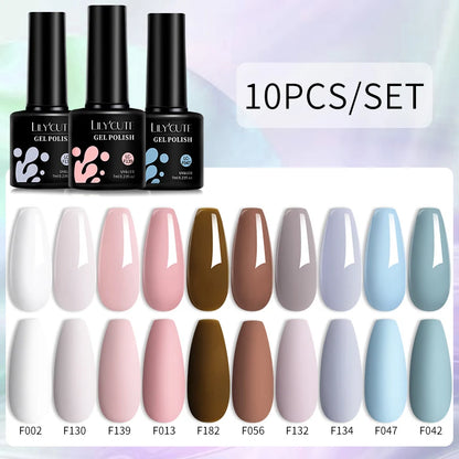 Set 10 Piese Lac Unghii Gel LILYCUTE - Culori de Primăvară și Vară