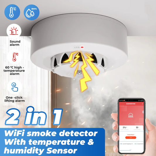 Detector de fum WiFi 2 în 1 cu senzori de temperatură și umiditate