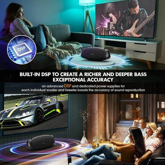 Boxă portabilă Bluetooth W-KING 120W PEAK, impermeabilă IPX6 - Venduqo