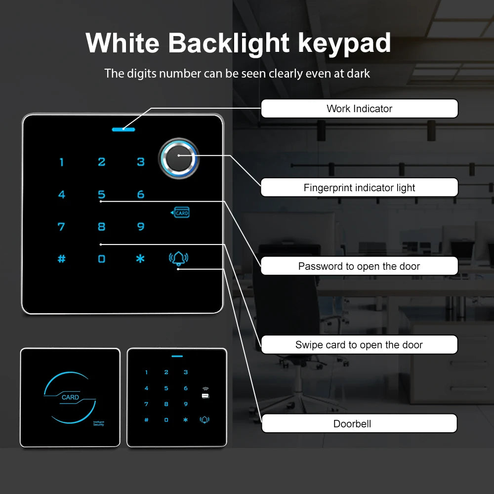 Zinc Backlight Fingerprint Keypad pentru Control Acces 12V