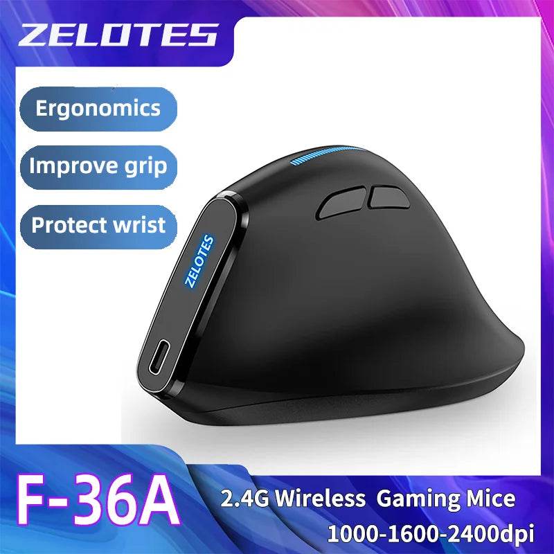 Mouse Wireless Vertical ZELOTES F36A 2.4G Reîncărcabil - Venduqo