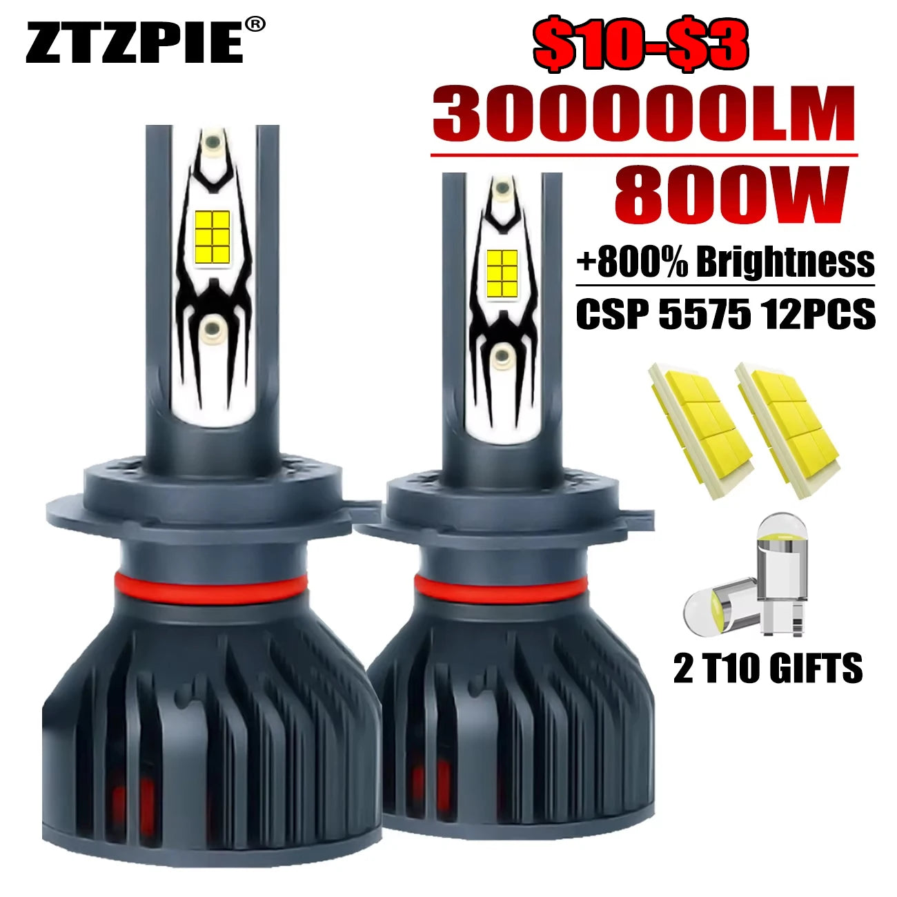 ZTZPIE LED Auto HB3 HB4 9005 9006 H1 H7 H11 800W 12V