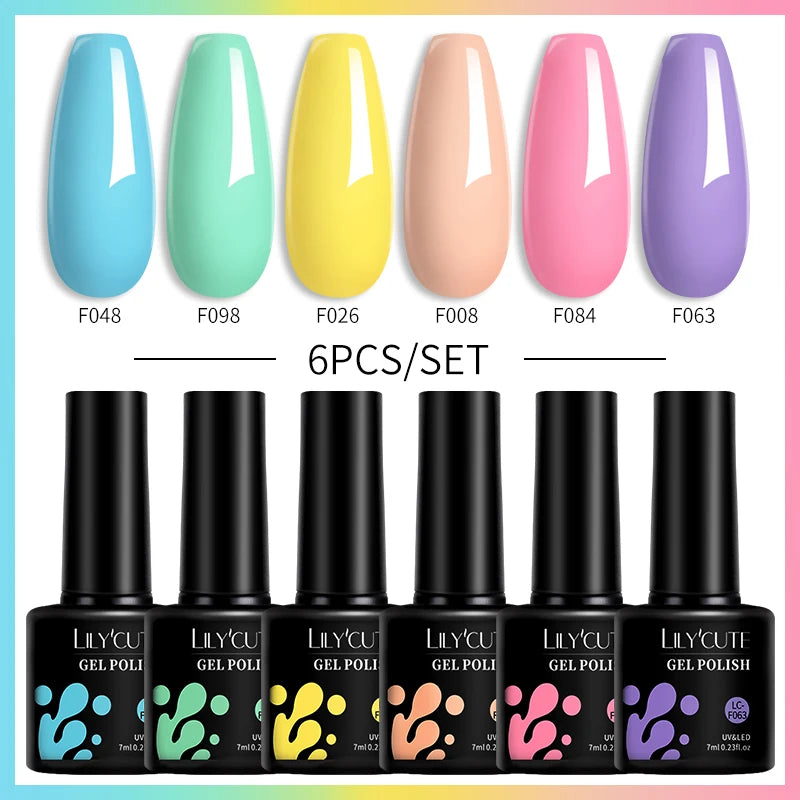 Set 6 Piese Oja Gel Termica LILYCUTE 7ML Serie Roșie