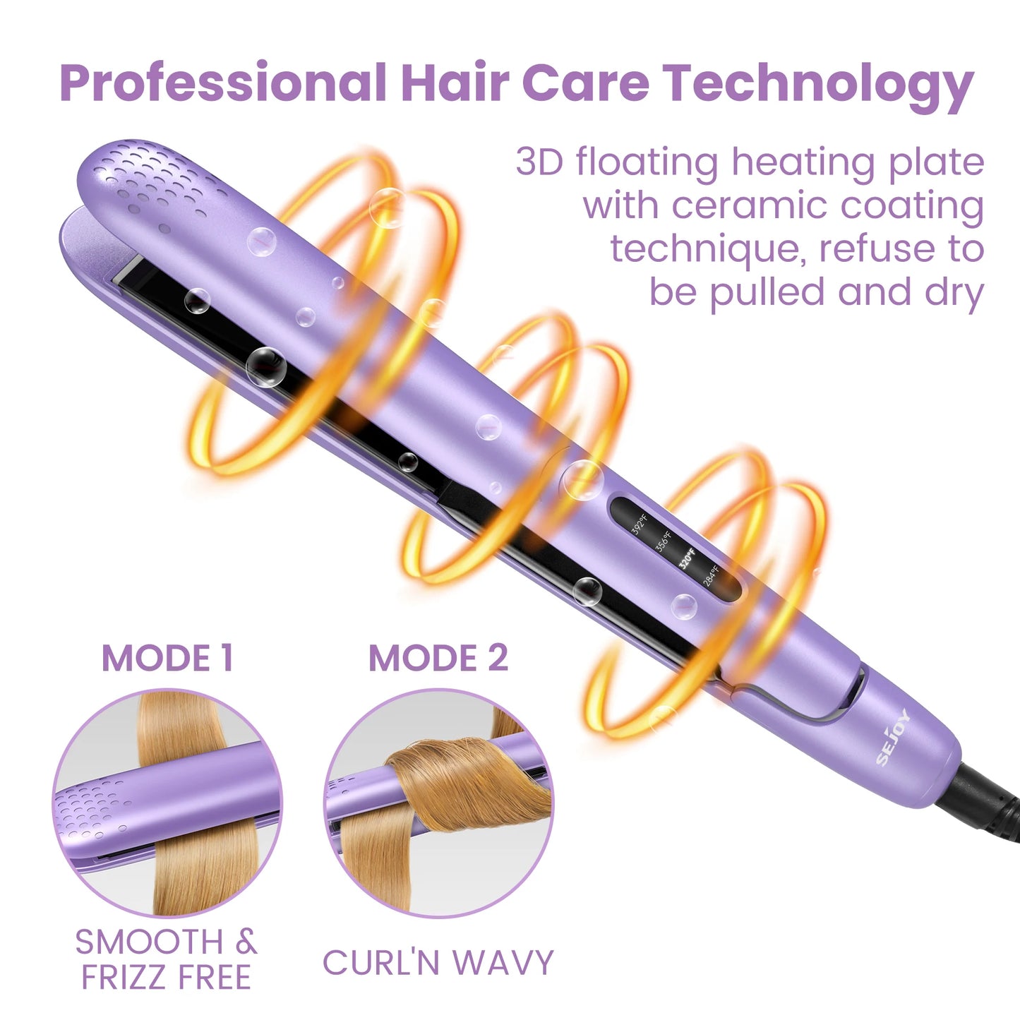 Sejoy Professional Electric Hair Curling Iron & Straightener