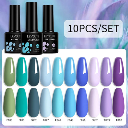 Set 10 Piese Lac Unghii Gel LILYCUTE - Culori de Primăvară și Vară