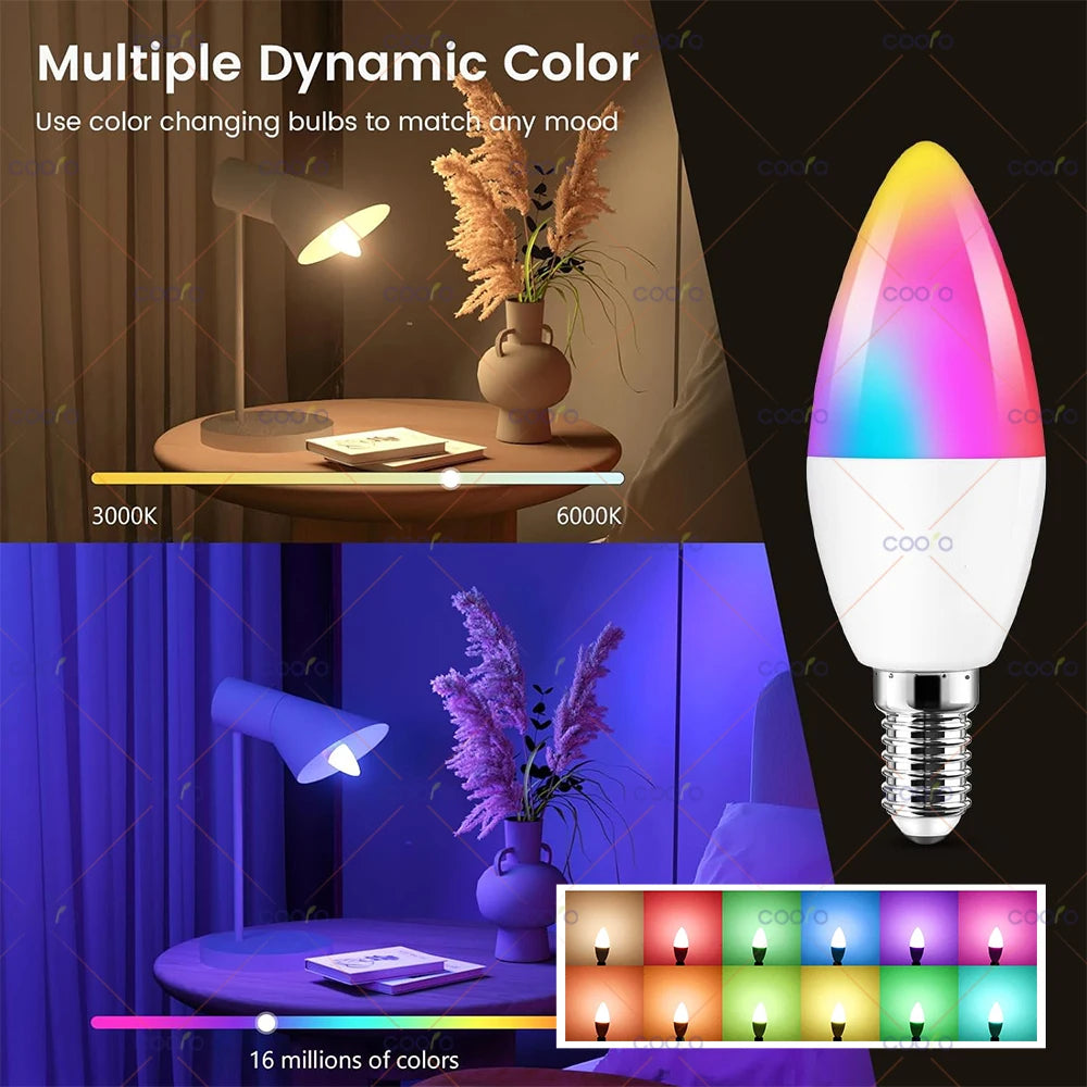 Lampa LED Inteligentă E14 COOLO Tuya Smart Life 5W RGB+CW