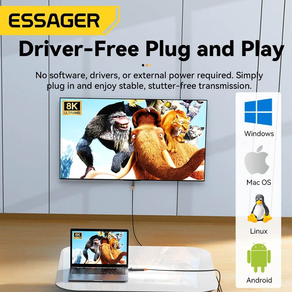 Adapter USB-C la HDMI DP VGA Mini DisplayPort 8K 60Hz - Venduqo