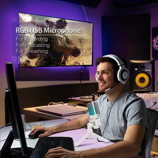 Microfon USB Condensator ZealSound - Mic RGB pentru Streaming PC & Mac - Venduqo