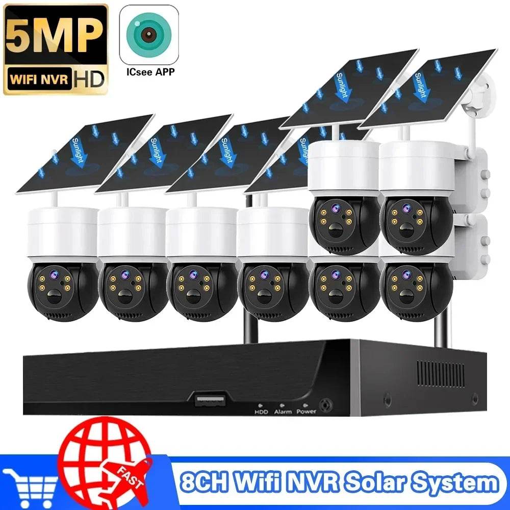 Sistem de Supraveghere WiFi NVR Solar 8CH 5MP cu Camere PTZ - Venduqo