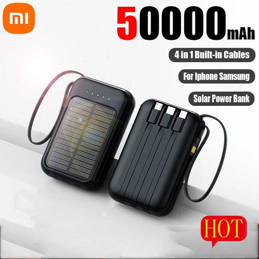 Power Bank Solar Xiaomi 50000mAh 4 în 1 cu Cabluri Incorporate - Venduqo
