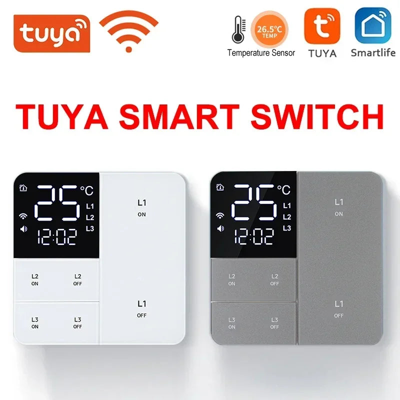 Intrerupator Smart WiFi Tuya cu Afisaj Temperatura 1/2/3 Gang