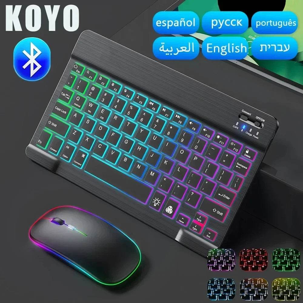 Mini Tastatură Bluetooth RGB de 10 inch cu Mouse Wireless - Venduqo