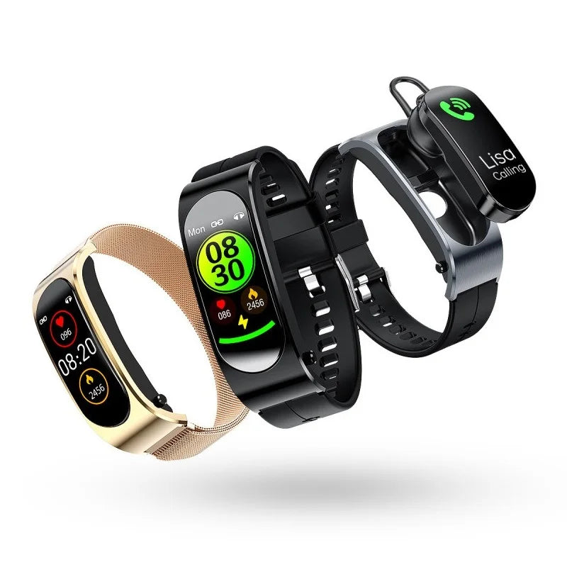 Ceas Smart Fitness cu Căști TWS Bluetooth și Monitor de Sănătate