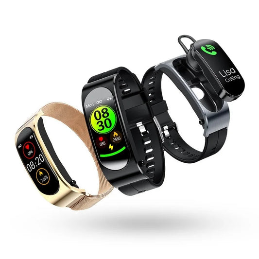 Ceas Smart Fitness cu Căști TWS Bluetooth și Monitor de Sănătate