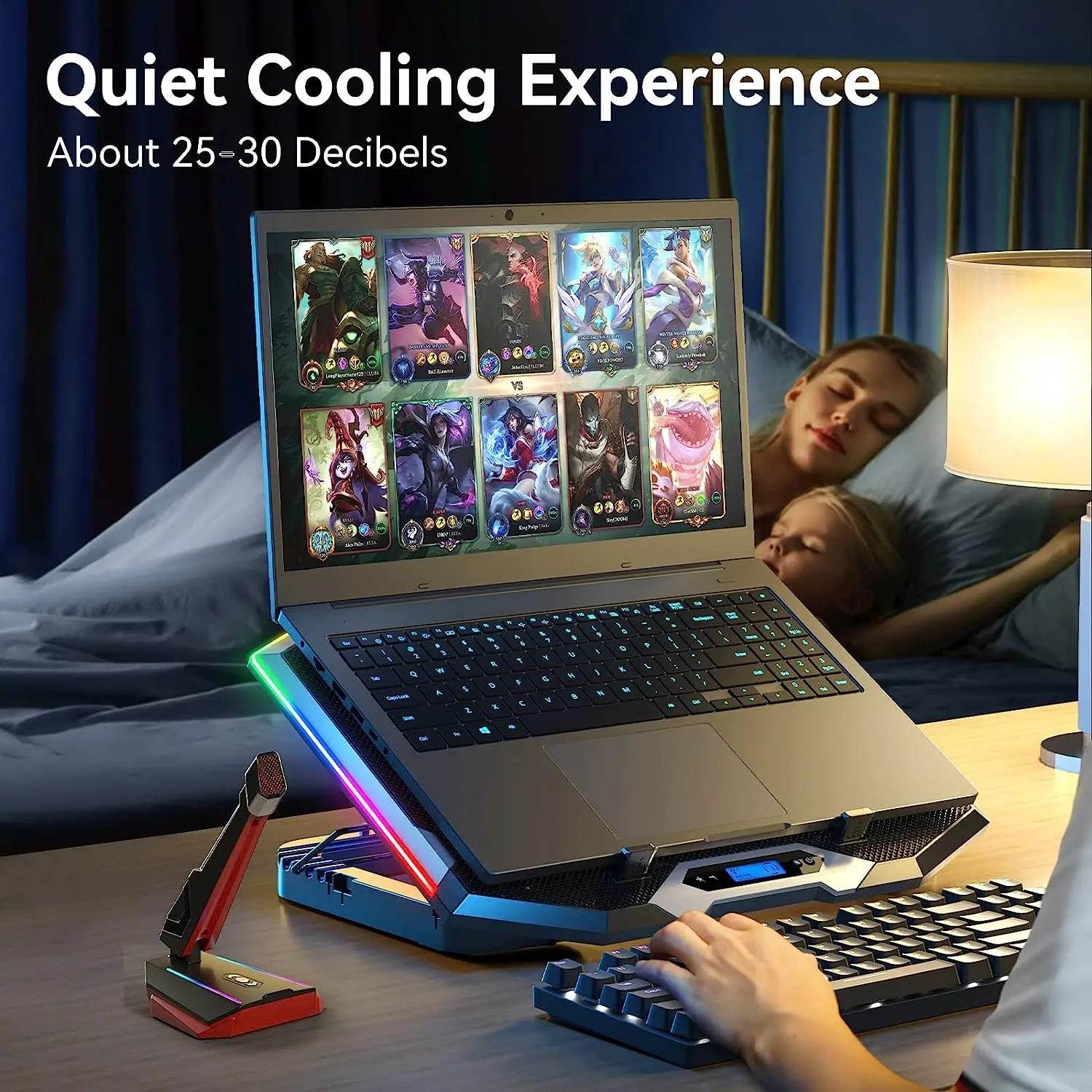Pad de Răcire pentru Laptop de Gaming cu 8 Ventilatoare RGB - Venduqo
