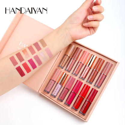 Set Rujuri Mate HANDAIYAN 12 Culori - Lip Gloss Waterproof