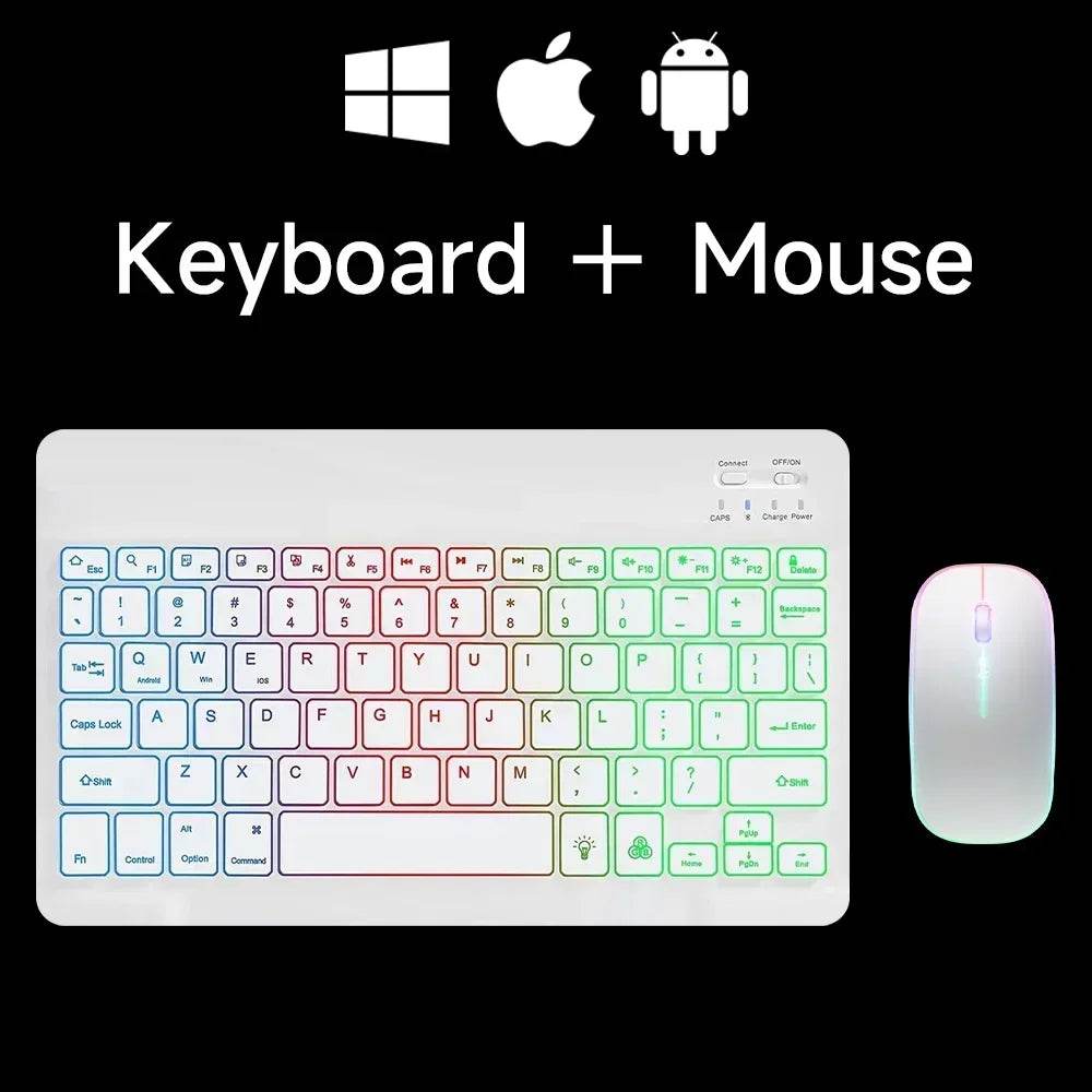 Mini Tastatură Bluetooth RGB de 10 inch cu Mouse Wireless - Venduqo