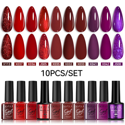 Set 10 Piese Lac Unghii Gel LILYCUTE - Culori de Primăvară și Vară