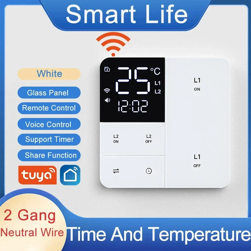 Intrerupator Smart WiFi Tuya cu Afisaj Temperatura 1/2/3 Gang