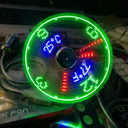 Ventilator Mini USB cu Display de Timp și Temperatură