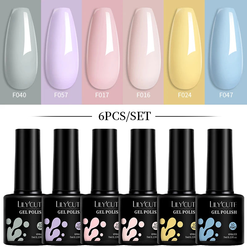 Set 6 Piese Oja Gel Termica LILYCUTE 7ML Serie Roșie