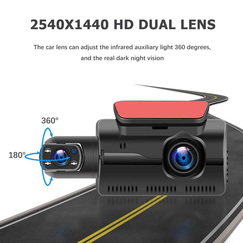 Podofo Camera Auto Dual Lens 3inch cu Noapte si Reversare - Venduqo