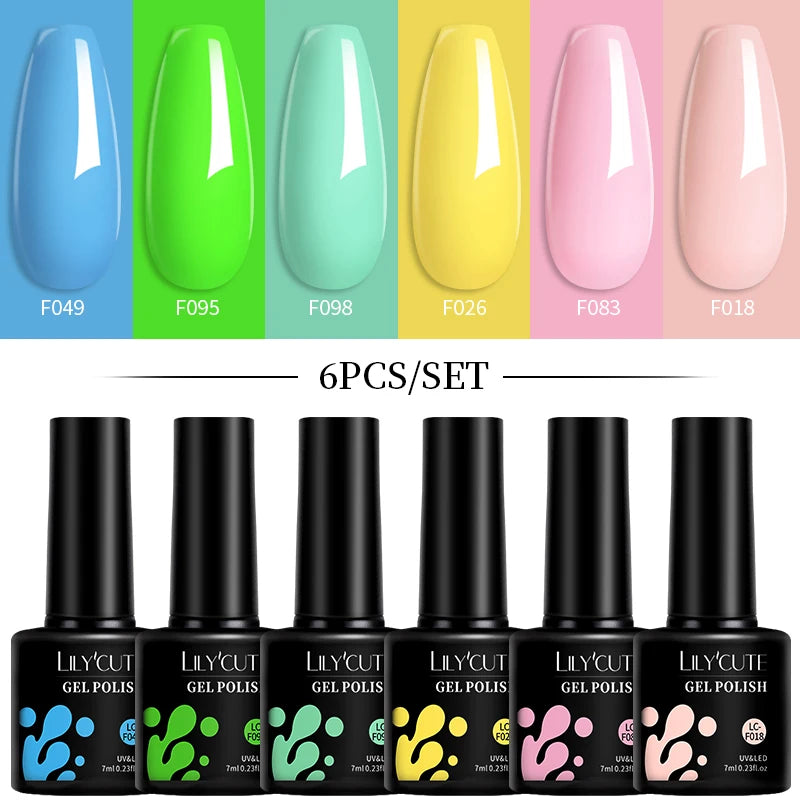 Set 6 Piese Oja Gel Termica LILYCUTE 7ML Serie Roșie