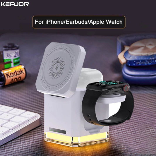 Încărcător Wireless 3 în 1 cu Suport Magnetic pentru iPhone 16-12 - Venduqo