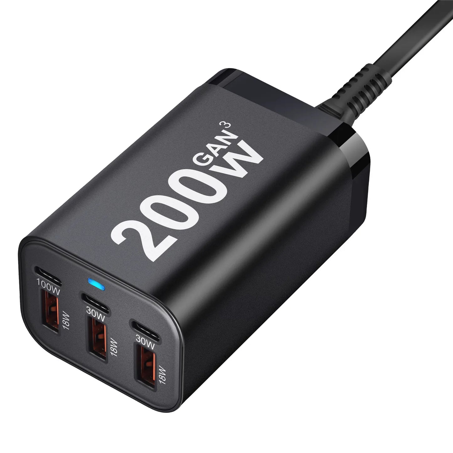 Încărcător rapid USB C 200W cu 6 porturi GaN