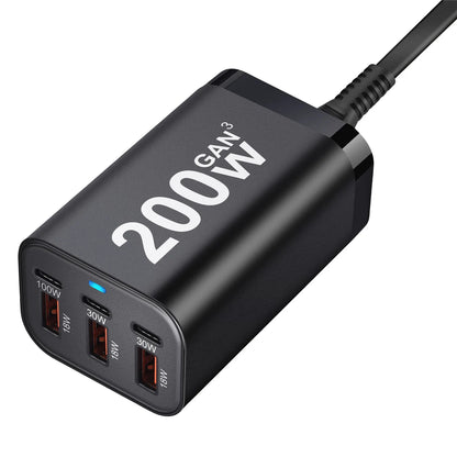 Încărcător Rapid GaN USB C 200W cu 6 Porturi