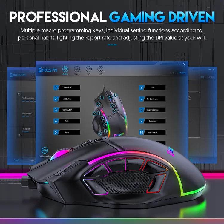 Mouse Gaming RGB 12800DPI cu 12 Taste Programabile - Venduqo