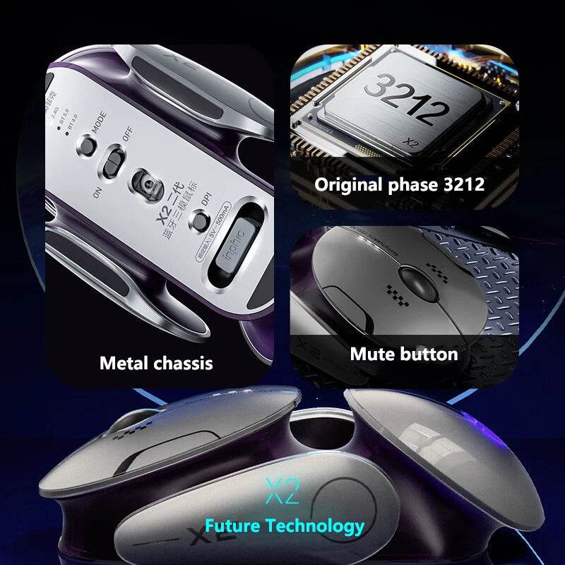 Inphic X2 Mouse Silent Bluetooth Metal Reîncărcabil pentru Gaming - Venduqo