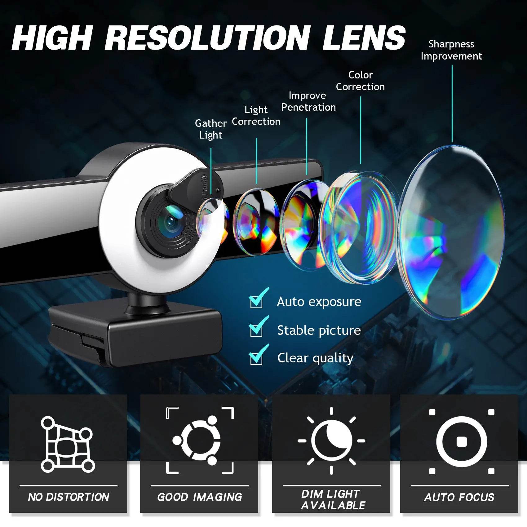 Webcam 8K 4K 2K Full HD USB cu Microfon Autofocus - Venduqo