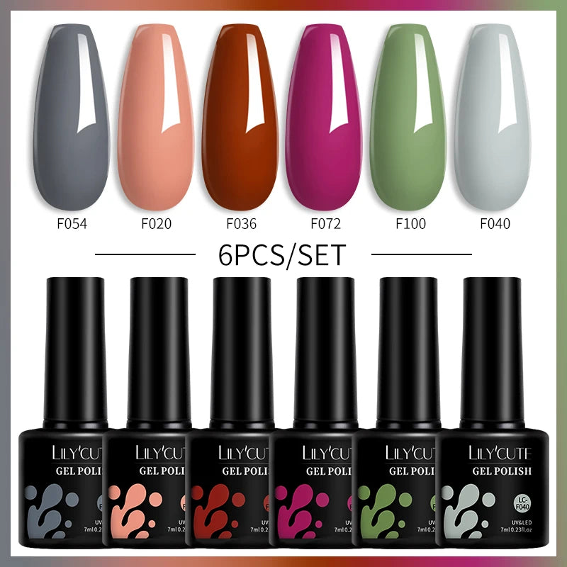 Set 6 Piese Oja Gel Termica LILYCUTE 7ML Serie Roșie