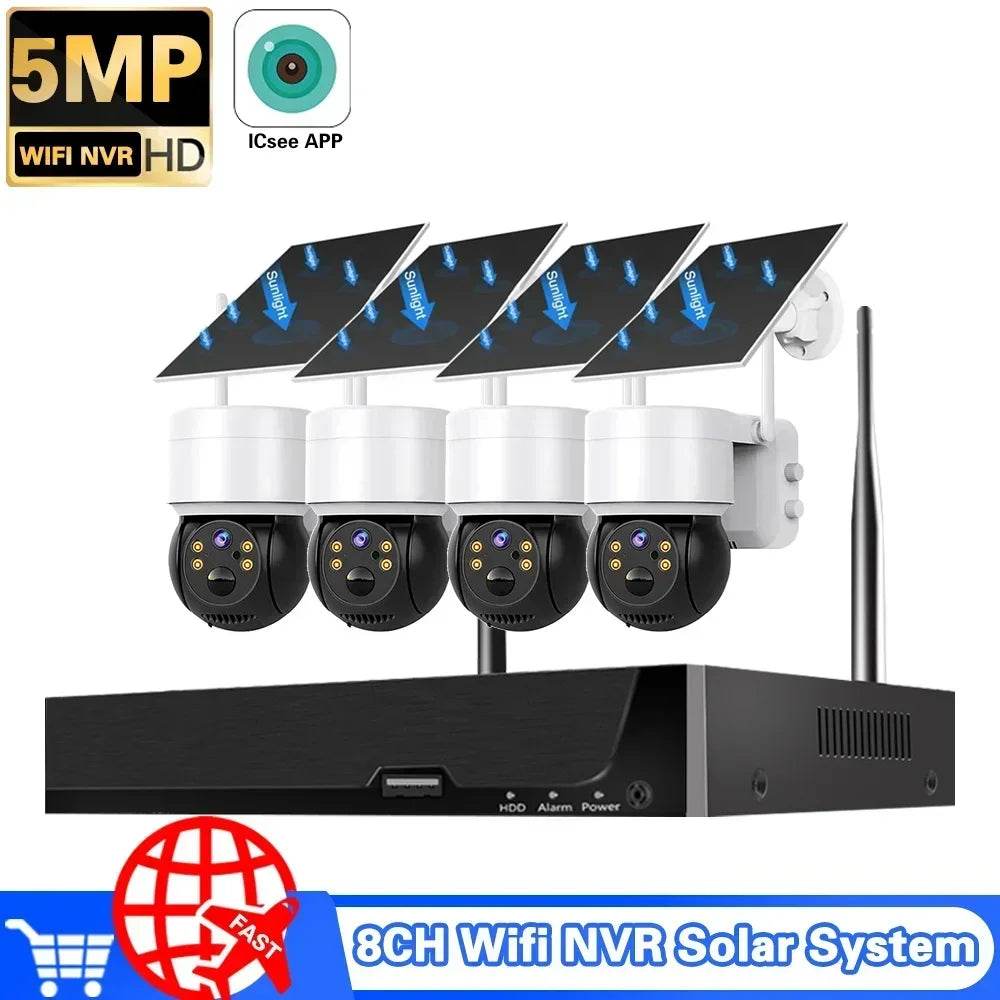 Sistem de Supraveghere WiFi NVR Solar 8CH 5MP cu Camere PTZ - Venduqo