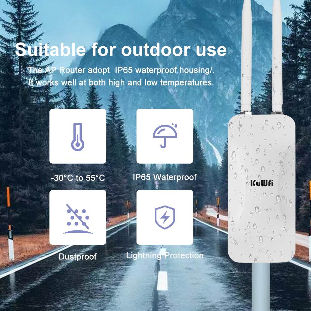 Router AP KuWFi 1200Mbps Outdoor Dual Band cu Antene Externe - Venduqo