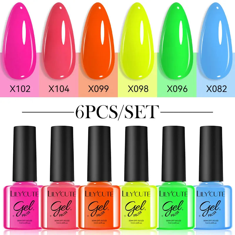 LILYCUTE Set de 6 Piese 7ml Oja Gel pentru Unghii DIY