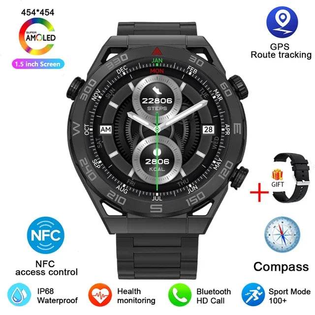 Ceas Inteligent NFC cu Bluetooth, Monitorizare Sanatate, IP68 - Venduqo