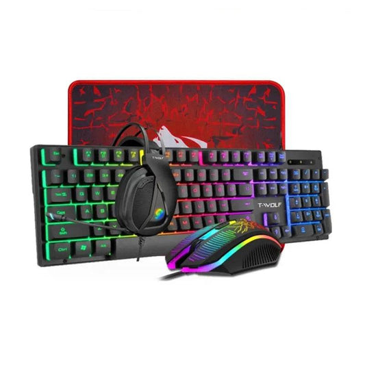 Set de Joc Thunder Wolf TF400 - Tastatură, Mouse și Căști RGB - Venduqo