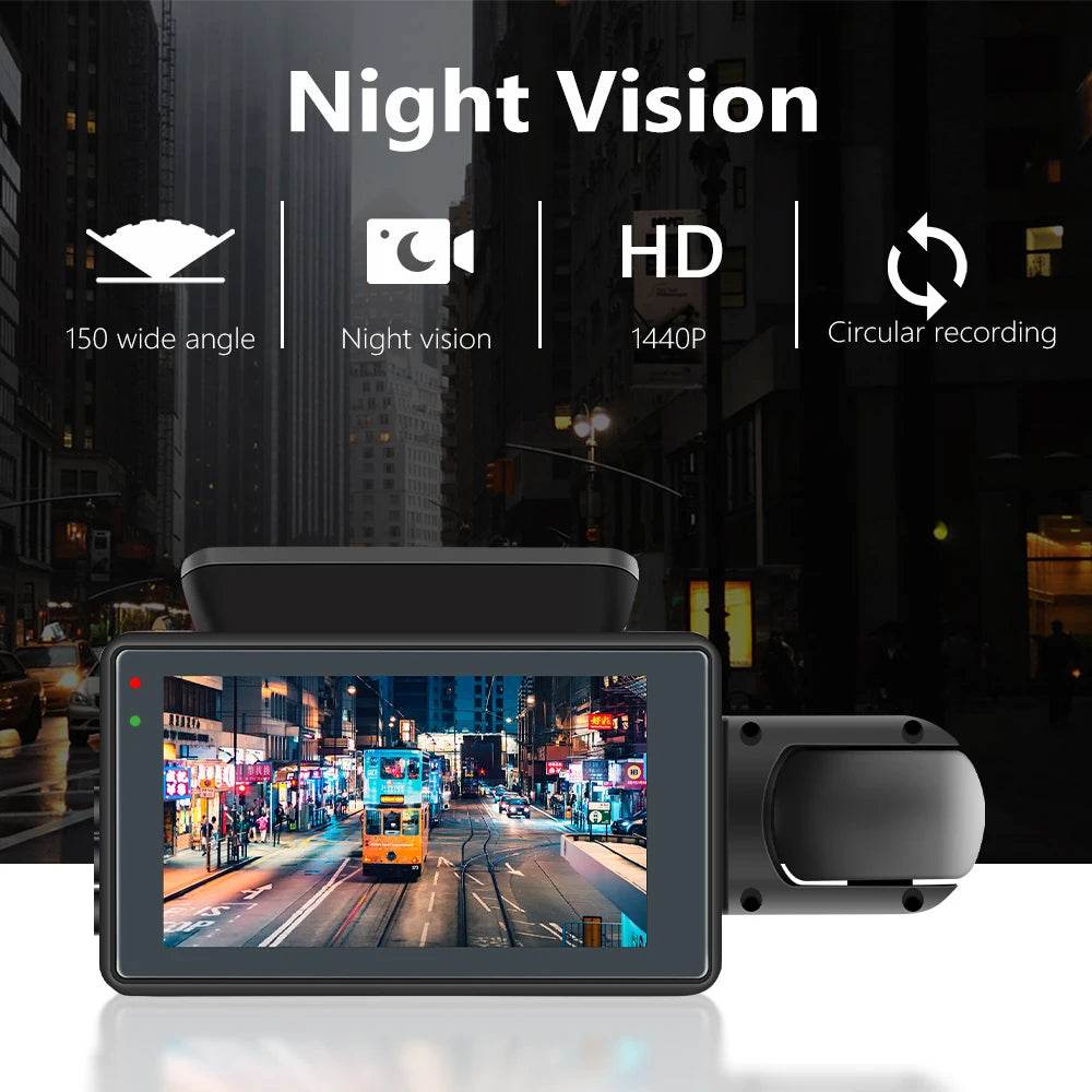 Podofo Camera Auto Dual Lens 3inch cu Noapte si Reversare - Venduqo
