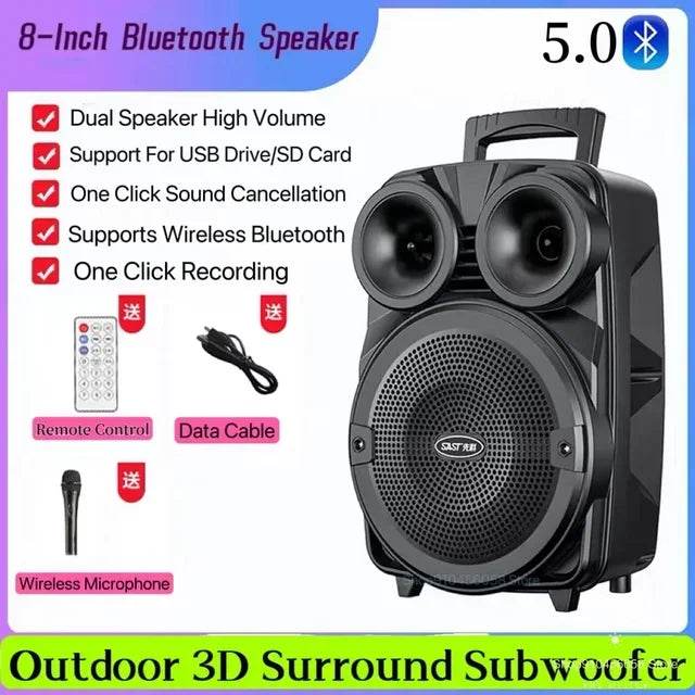 Boxă Bluetooth Wireless 15 Inch pentru Karaoke și Distracție în Aer Liber - Venduqo