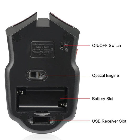 Mouse Wireless 2.4G 1600DPI pentru Gaming cu 6 Butoane - Venduqo