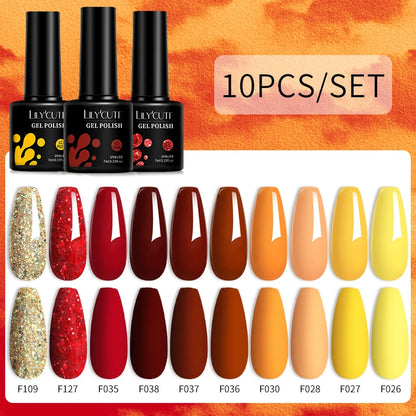 Set 10 Piese Lac Unghii Gel LILYCUTE - Culori de Primăvară și Vară