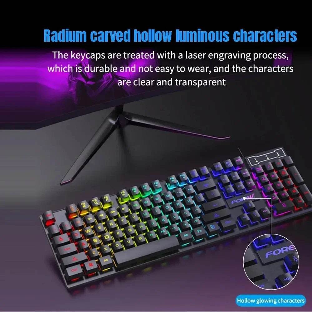 Keyboard și Mouse Set Mecanic Luminat 104 Taste - Venduqo